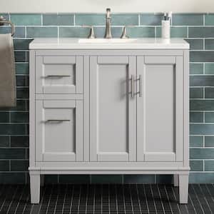 Chesil 36 in. W x 19.2 in. D x 36.1 in. H Single Sink Freestanding Bath Vanity in Atmos Grey with Quartz Top