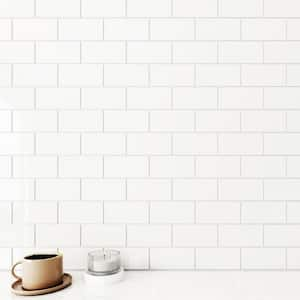 Bright White 3 in. x 6 in. x 8 mm Glass Subway Tile (5 sq. ft./case)