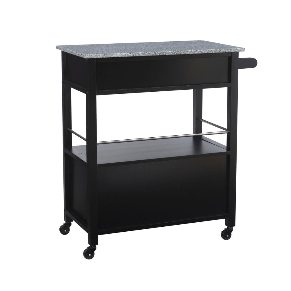 Caitlin White Granite Top Kitchen Cart with Casters - thumbnail 10