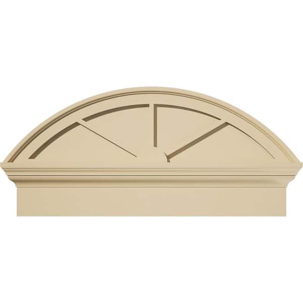 30 in. W x 14-3/8 in. H x 2-3/4 in. P Segment Arch 3 Spoke Signature Urethane Combination Pediment, Primed Tan