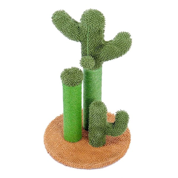 Unbranded Cat Scratching Post Cactus Featuring with 3 Scratching Poles and Interactive Dangling Ball