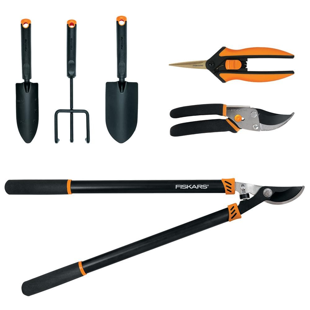 Fiskars 6-Piece Essentials Heavy-Duty Garden Tool Set 2009107 - The Home Depot