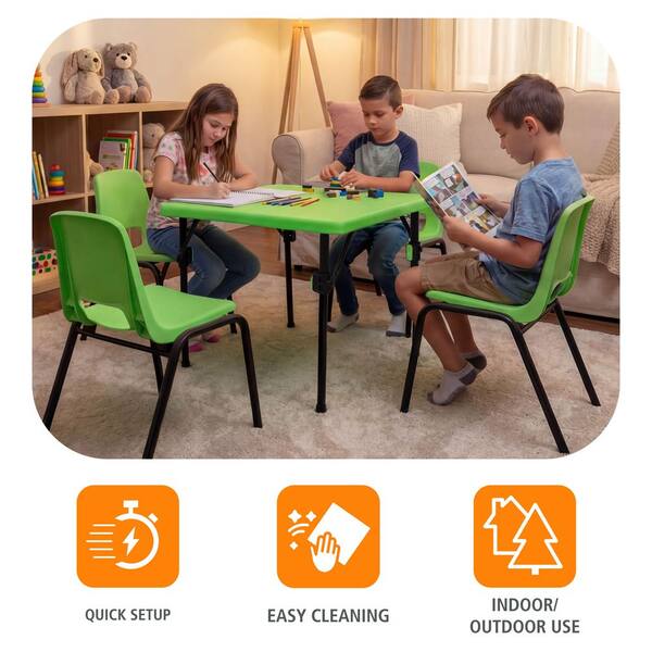 HDX 2 ft. Green & Black Indoor/Outdoor Small Square Folding Kids