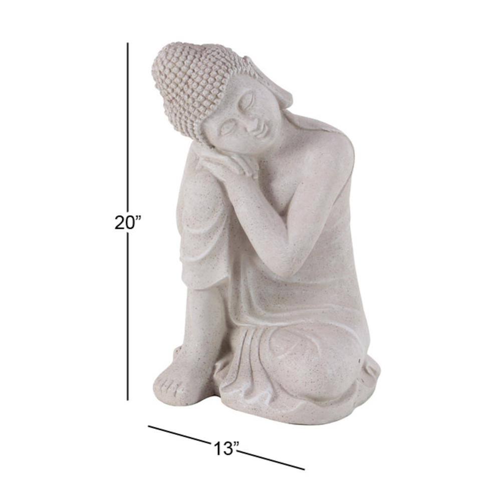 20" Gray Magnesium Oxide Meditating Buddha Garden Sculpture