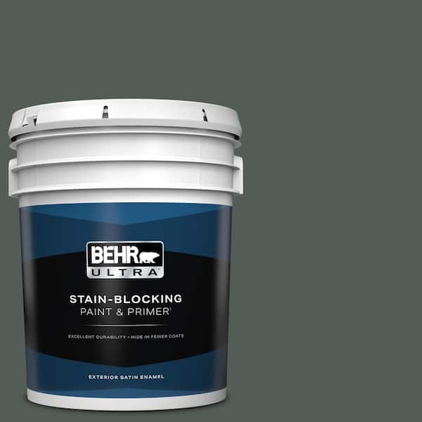 BEHR ULTRA 5 gal. #700F-7 Evergreen Bough Satin Enamel Exterior Paint & Primer