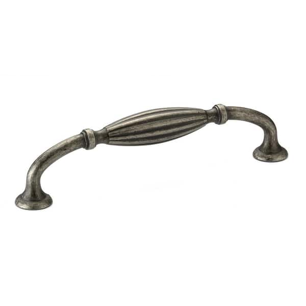 Richelieu Hardware Madeleine Collection 5 1/16 in. (128 mm) Grooved Antique Iron Traditional Curved Cabinet Arch Pull