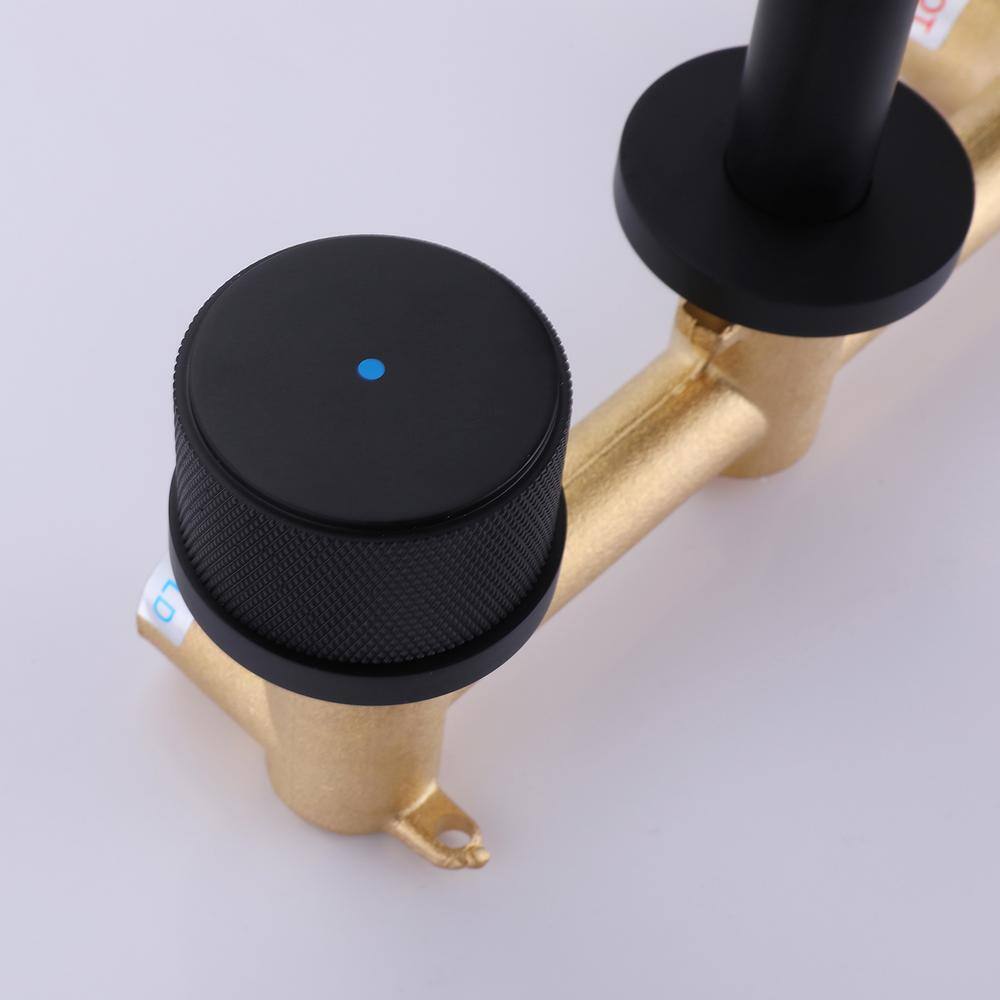 Matte Black Wall-Mount Two-Handle Bathroom Faucet