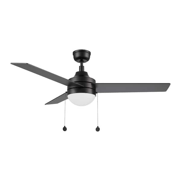 CARRO Terrassa 52 in. Indoor Matte Black Downrod Standard 3-Speed DC Ceiling Fan with Dimmable LED and Pull Chain