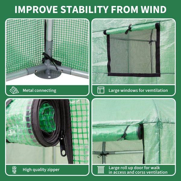 VIWAT 7 ft. x 7 ft. x 7.3 ft. Walk-in Greenhouse, Heavy-Duty Metal