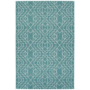 Soleri Collection Turquoise 3'11" x 5'11" Rectangle Residential Indoor-Outdoor Area Rug