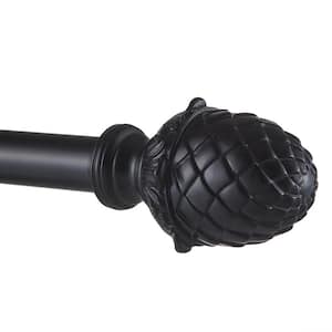 Acorn 36 in. - 72 in. Adjustable 1 in. Single Curtain Rod Kit in Matte Black with Finial