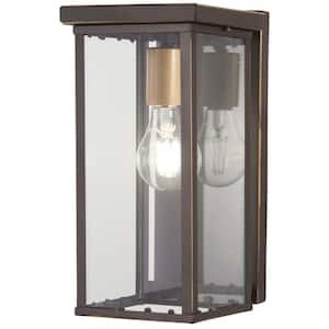 Casway 1-Light Oil Rubbed Bronze with Gold Highlights Outdoor Wall Lantern Sconce
