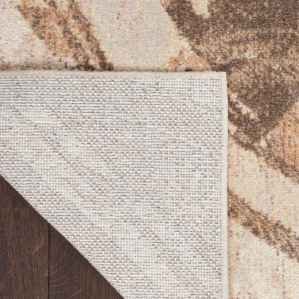 Beige Abstract Synthetic Flat Woven Runner Rug 2'2" x 8'