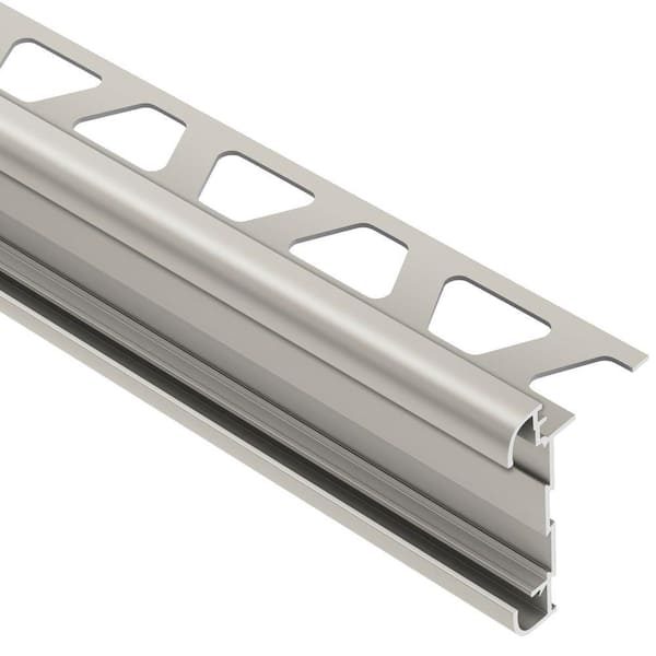 Schluter Rondec-CT Satin Nickel Anodized Aluminum 5/16 in. x 8 ft. 2-1/2 in. Metal Double-Rail Bullnose Tile Edging Trim