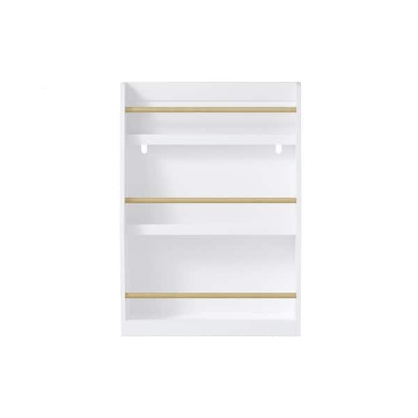 Unbranded Great Value for Money White 22.83 in. x 31.88 in. MDF Freestanding 3-Tier Book and Magazine Rack Bookshelf