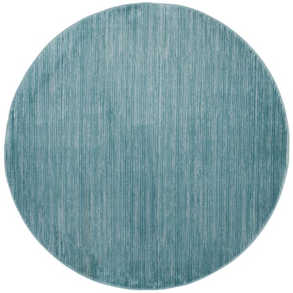 Vision 10 ft. x 10 ft. Aqua Solid Color Round Rug