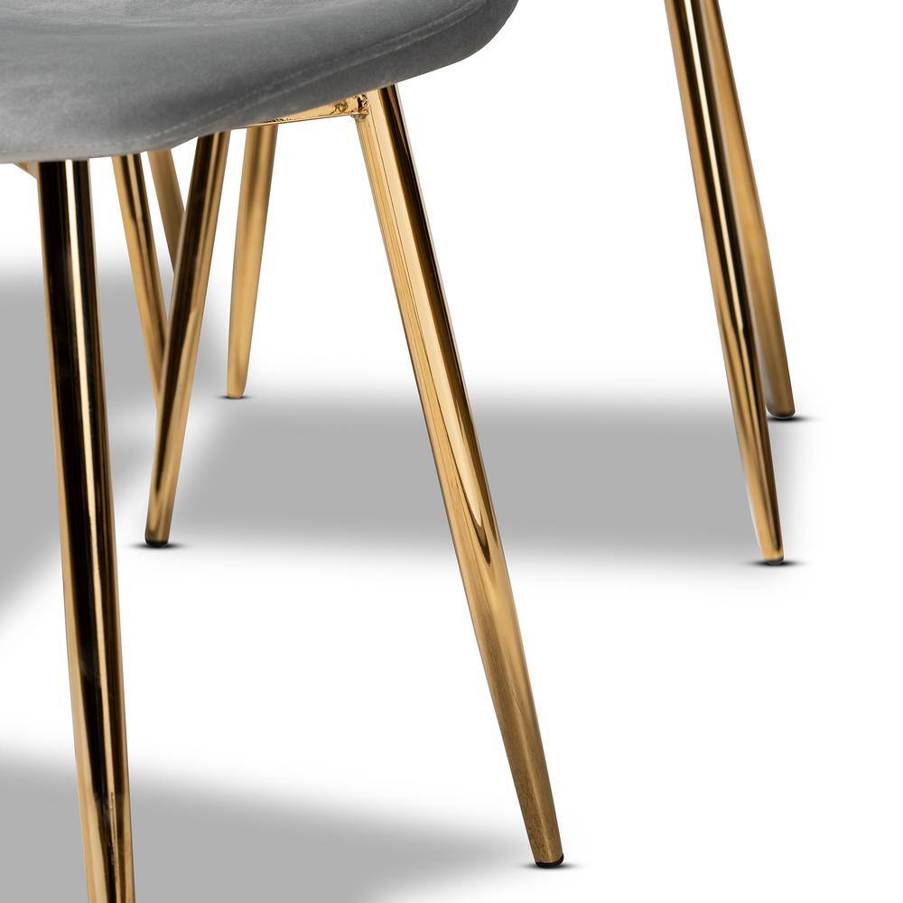 Elyse Grey Velvet and Gold Metal Dining Chairs Set of 4