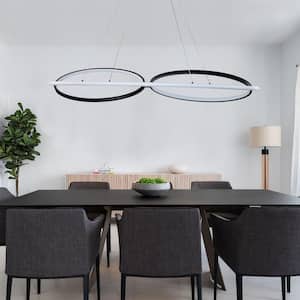 3 Light Dimmable Integrated LED Black Aluminum Chandelier for Dining Room Kitchen Foyer