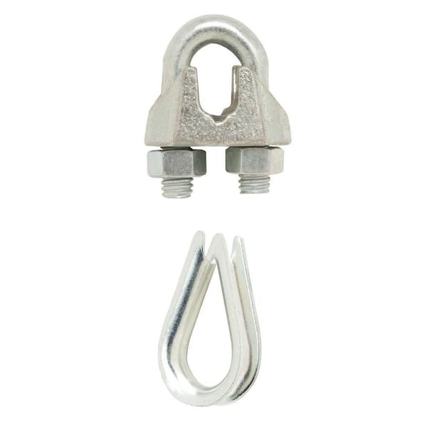 1/8 in. Zinc-Plated Wire Rope Clamp (2-Pack) and 1/8 in. Zinc-Plated Wire Rope Thimble (2-Pack) Combo