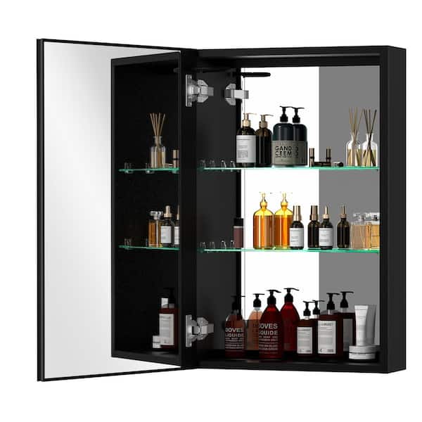 Unbranded 30 in. W x 30 in. H Large Rectangular Black Aluminum Recessed/Surface Mount Medicine Cabinet with Mirror