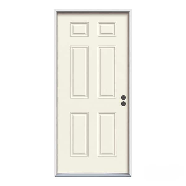 JELD-WEN 30 in. x 80 in. 6-Panel Primed 90 Minute Fire Rated Steel Prehung Left-Hand Inswing Front Door