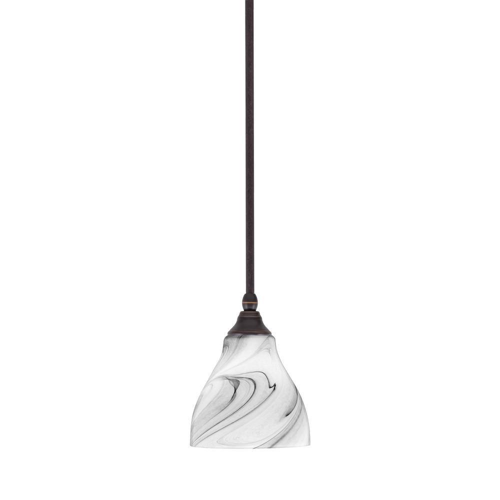 Sparta 100-Watt 1-Light Dark Granite Shaded Pendant Light with Onyx Swirl G