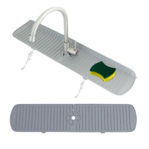24 in. Faucet Mat Splash Catcher, Handle Drip Catcher Tray, Multi-Purpose for Kitchen Mats Sponge Holder Gray