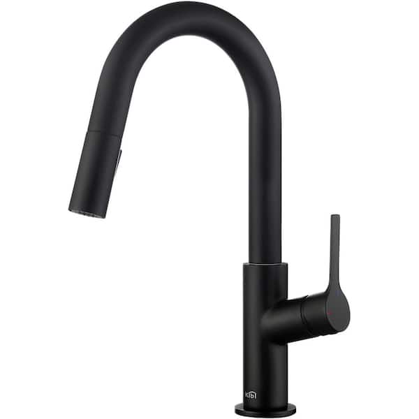 13.38 in. H Single Hole 1.8 GPM Pull Down Sprayer Kitchen Faucet with 360° Spout Swivel in Matte Black