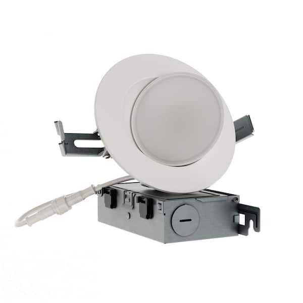 HLA 4 in. Canless LED Recessed Lighting With Super Adjustable Gimbal, CCT Select, Dimming, 600 Lumens-Round