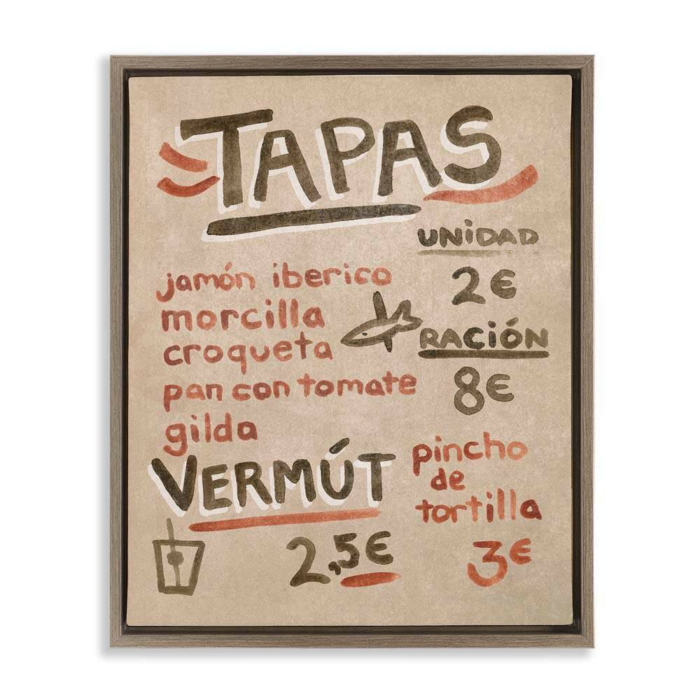 Spanish Tapas Menu by June Erica Vess Brown Floater Frame Food Graphic Art Print 21 in. x 17 in. price history on PriceWatchPro