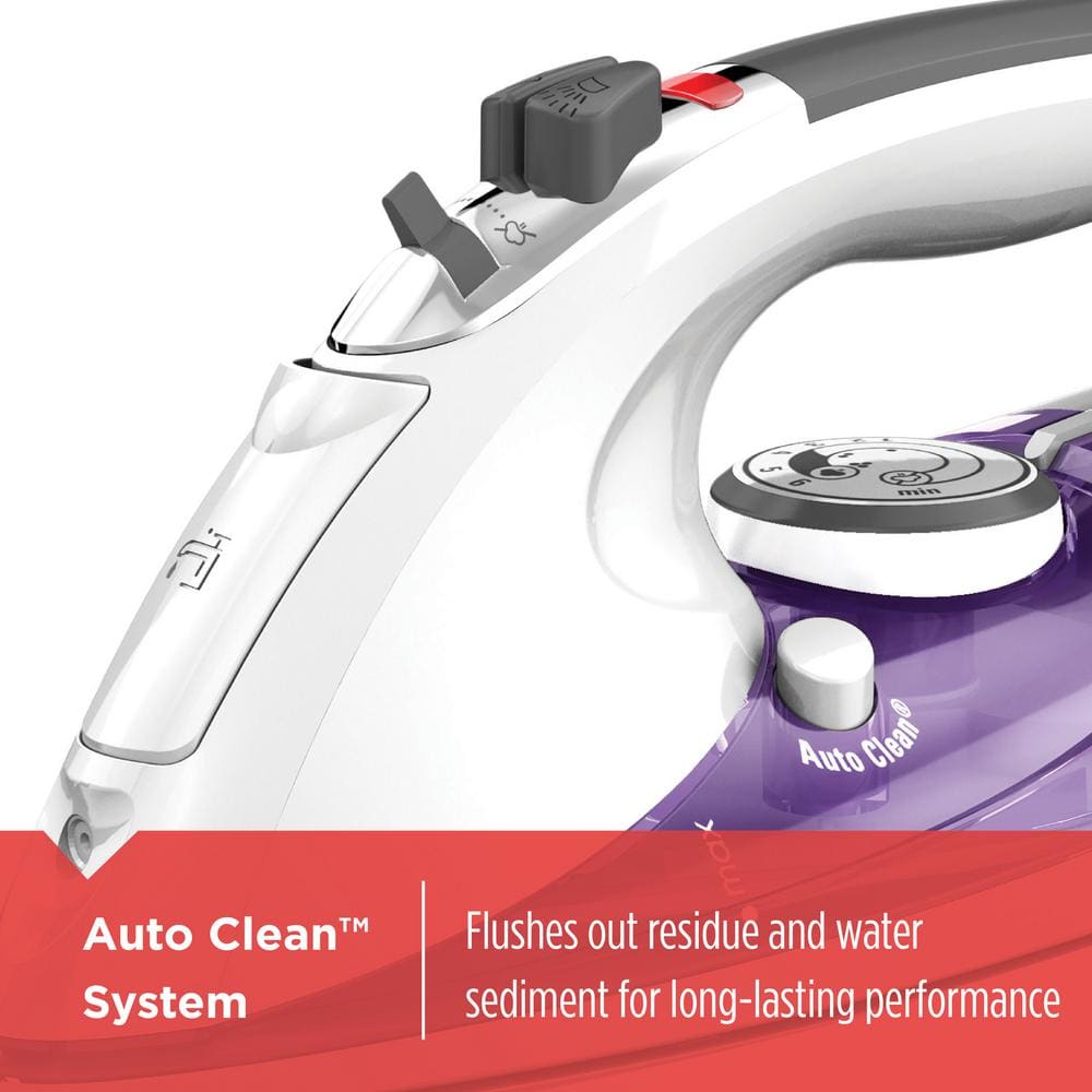 White and Purple Professional Steam Iron with Stainless Steel Soleplate