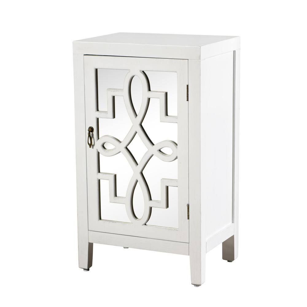 StyleCraft 18 in. White Rectangle Wood Roxie Rose Nightstand AF10418DS ...