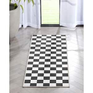 Beige 2 ft. x 5 ft. Runner Flat-Weave Apollo Square Modern Geometric Boxes Area Rug