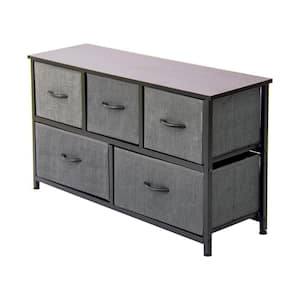 5 - Drawer Dresser, Dark Grey