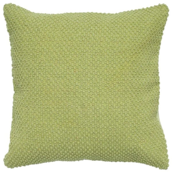 Green Solid Polyester 20 in. x 20 in. Throw Pillow