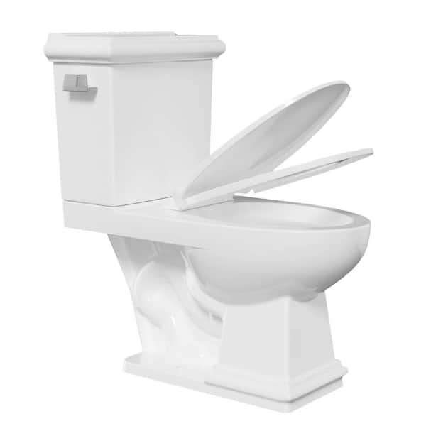 17 in. ADA Chair Height 2-piece Toilet 1.28 GPF Single Flush Elongated Comfort Toilet in White with Seat 12 in. Rough-In