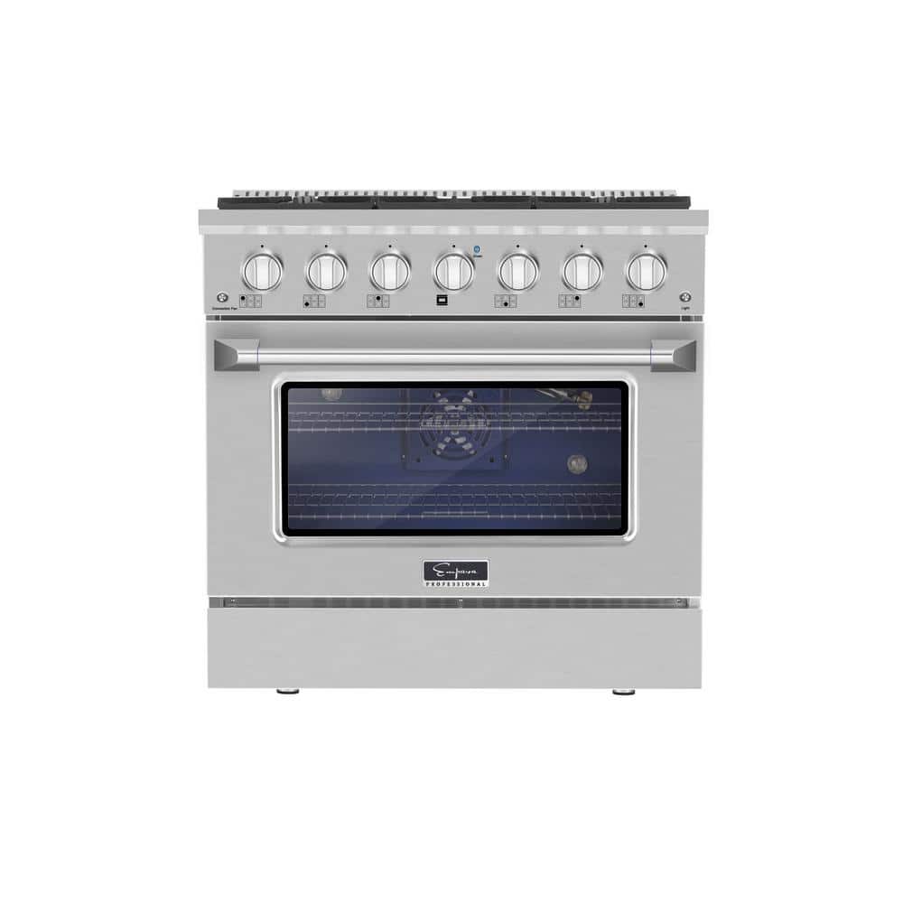Empava 36 in. 5.2 cu.ft. Gas Range with Single Oven in Stainless Steel, Silver -  EMP-36GR08