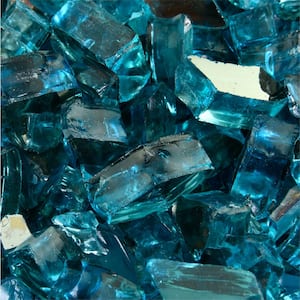 1/2 in. 10 lbs. Reflective Tahitian Blue Original Fire Glass for Indoor and Outdoor Fire Pits or Fireplaces