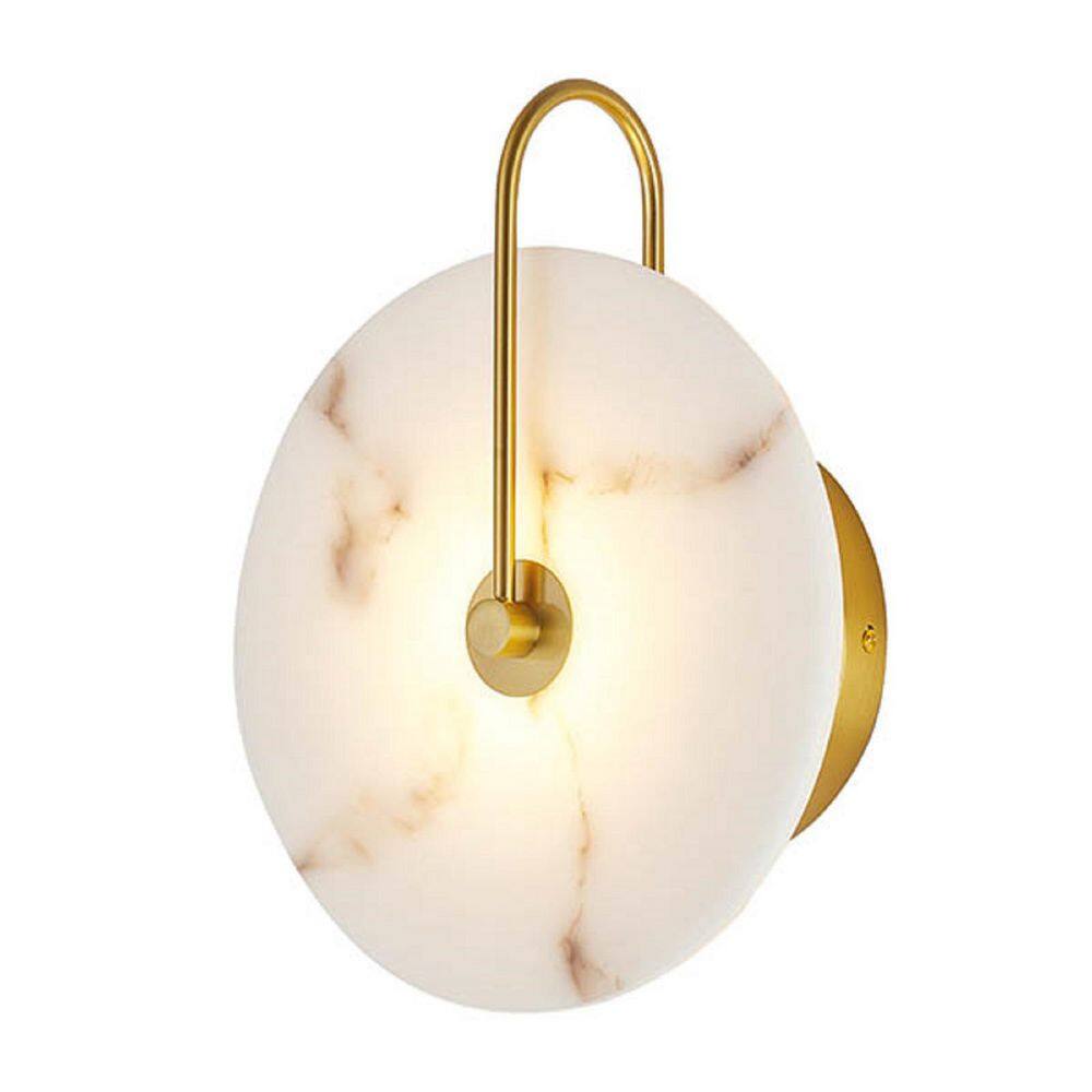 1-Light Faux Alabaster Brass LED Wall Sconce Natural Marble Wall Lighting for Living Room Bedroom and Corridor price history on PriceWatchPro