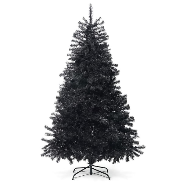 6 ft. Black Unlit Pre-Hinged Spruce Artificial Christmas Tree with 1000-Branch Tips and Foldable Stand
