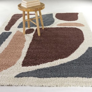 Cesare Burgundy 5 ft. x 7 ft. Abstract Area Rug