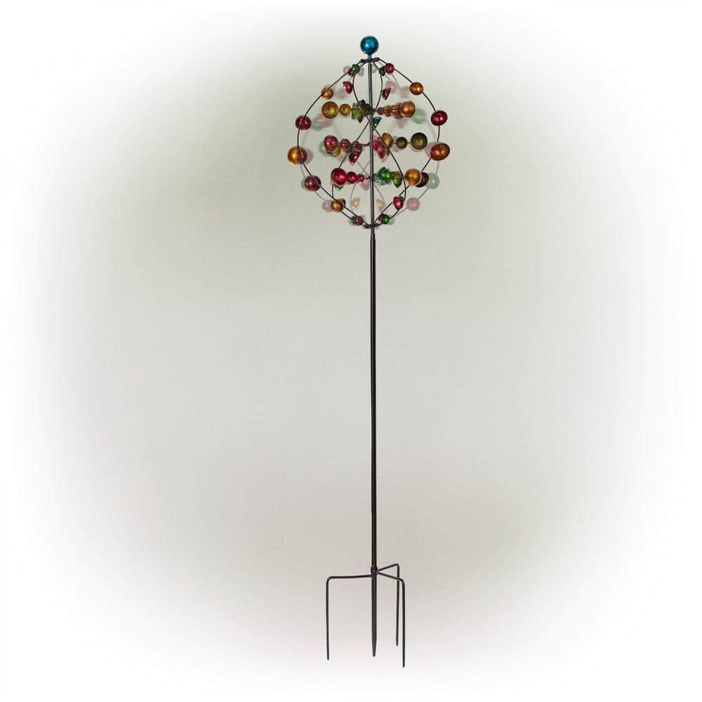 71 in. Tall Orbital Wind Spinner Garden Stake, Multicolor