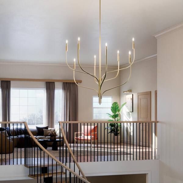 Livadia 47.75 in. 8-Light Champagne Bronze Modern Candle Chandelier for Dining Room