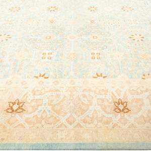 Mogul One of a Kind Traditional Light Blue 8 ft. 3 in. x 10 ft. 4 in. Floral Area Rug