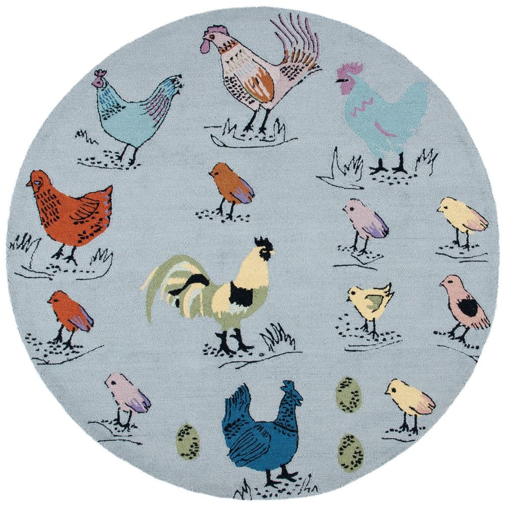 Novelty 6 ft. x 6 ft. Blue/Yellow Abstract Birds Round Area Rug price history on PriceWatchPro