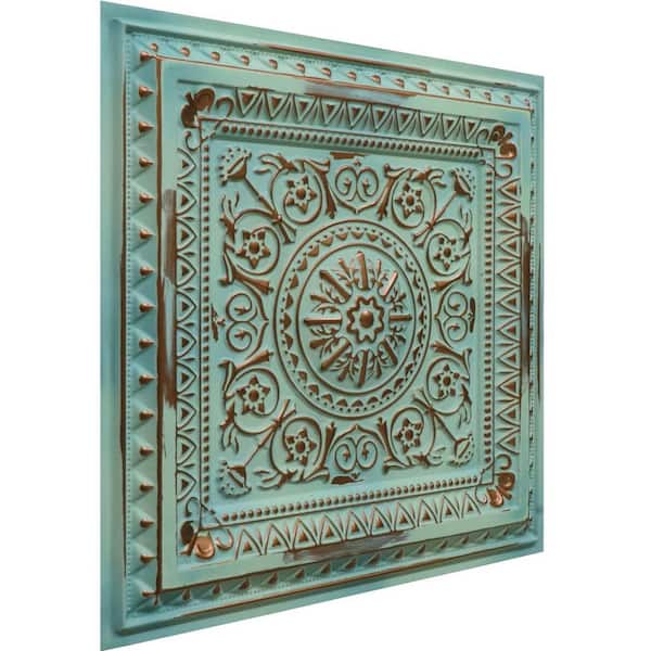 La Scala Natural Patina 2 ft. x 2 ft. PVC Glue-up or Lay-in Faux Tin Ceiling Tile (40 sq. ft./Case)