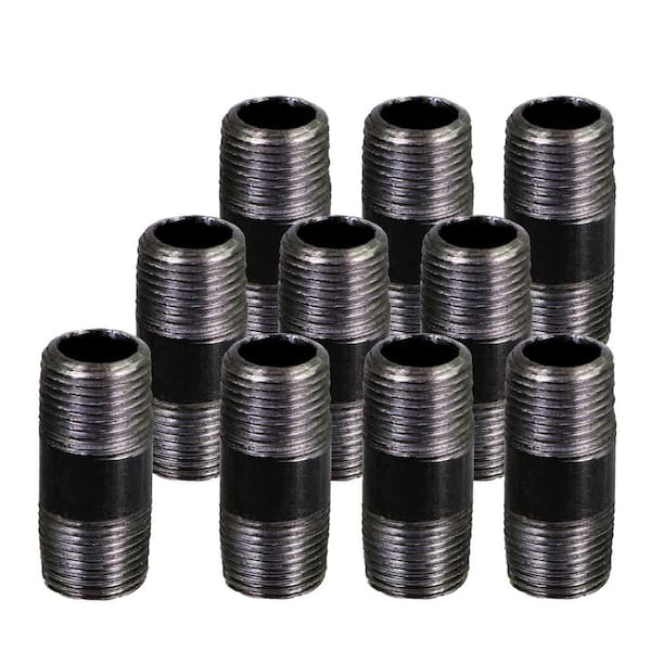 PLUMBFLEX Black Steel Pipe, 3/8 in. x 2-1/2 in. Nipple Fitting (Pack of 10)