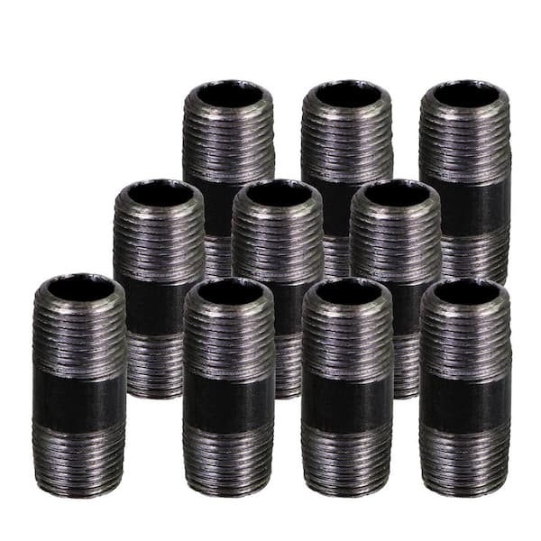 The Plumber's Choice Black Steel Pipe, 3/8 in. x 2-1/2 in. Nipple Fitting (Pack of 10)