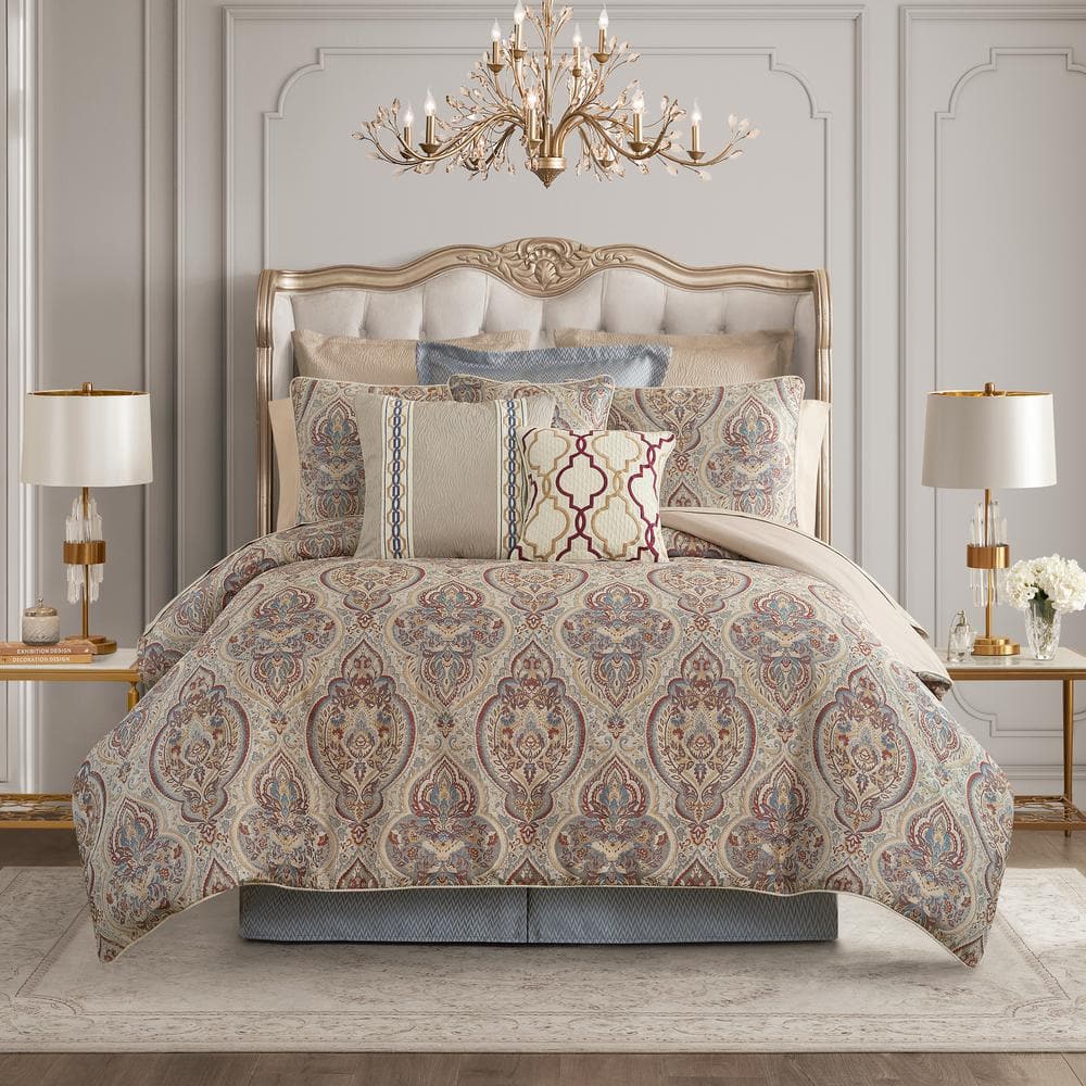 Lewiston 4 Piece Multi Colored Polyester King Comforter Set