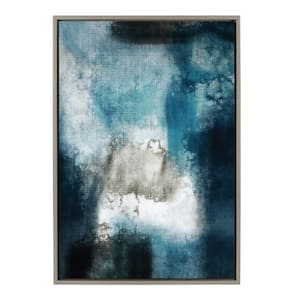 "Sylvie Aqua Abstract 2" by Amy Lighthall 1-Piece Framed Canvas Abstract Art Print 33.00 in. x 23.00 in.